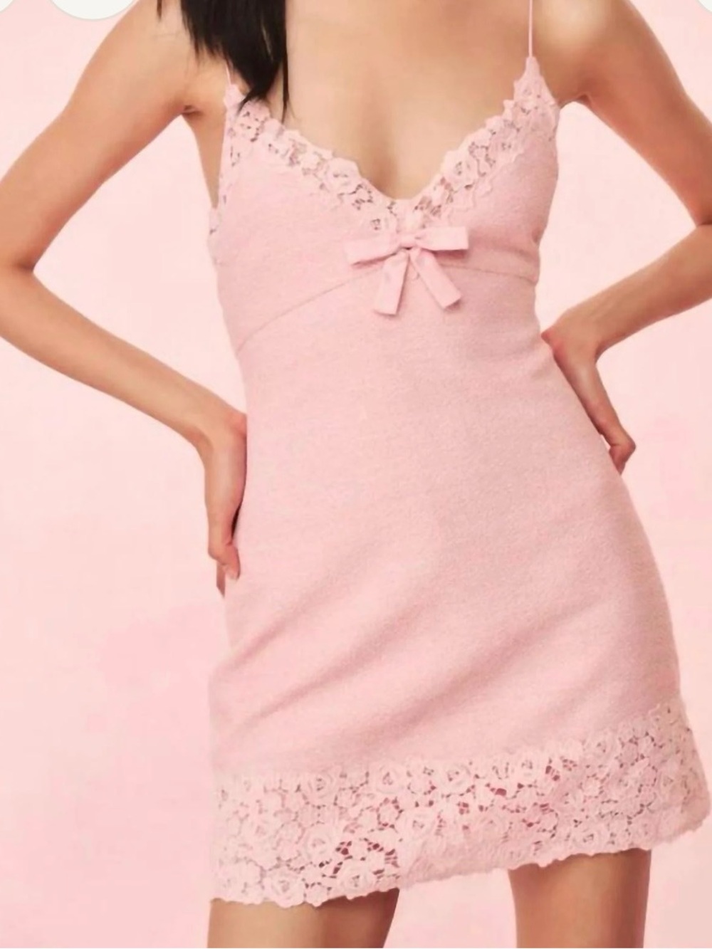 Loveshack fancy Pink Lace-Trim dress